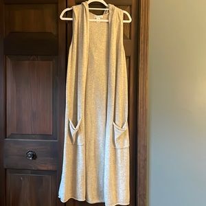 Hooded sweater vest duster